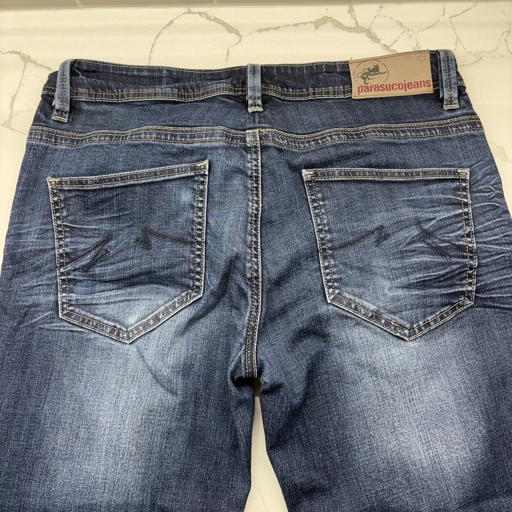Parasuco Demin Jeans Men's 34W 32L Slim Fit Dark Blue Wash - Excellent condition - Picture 4 of 7